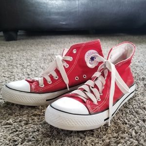 Off brand red converse high top shoes